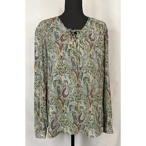 Faded Glory Womens XXL Top Peasant Boho Cottagecore Business Casual Relaxed